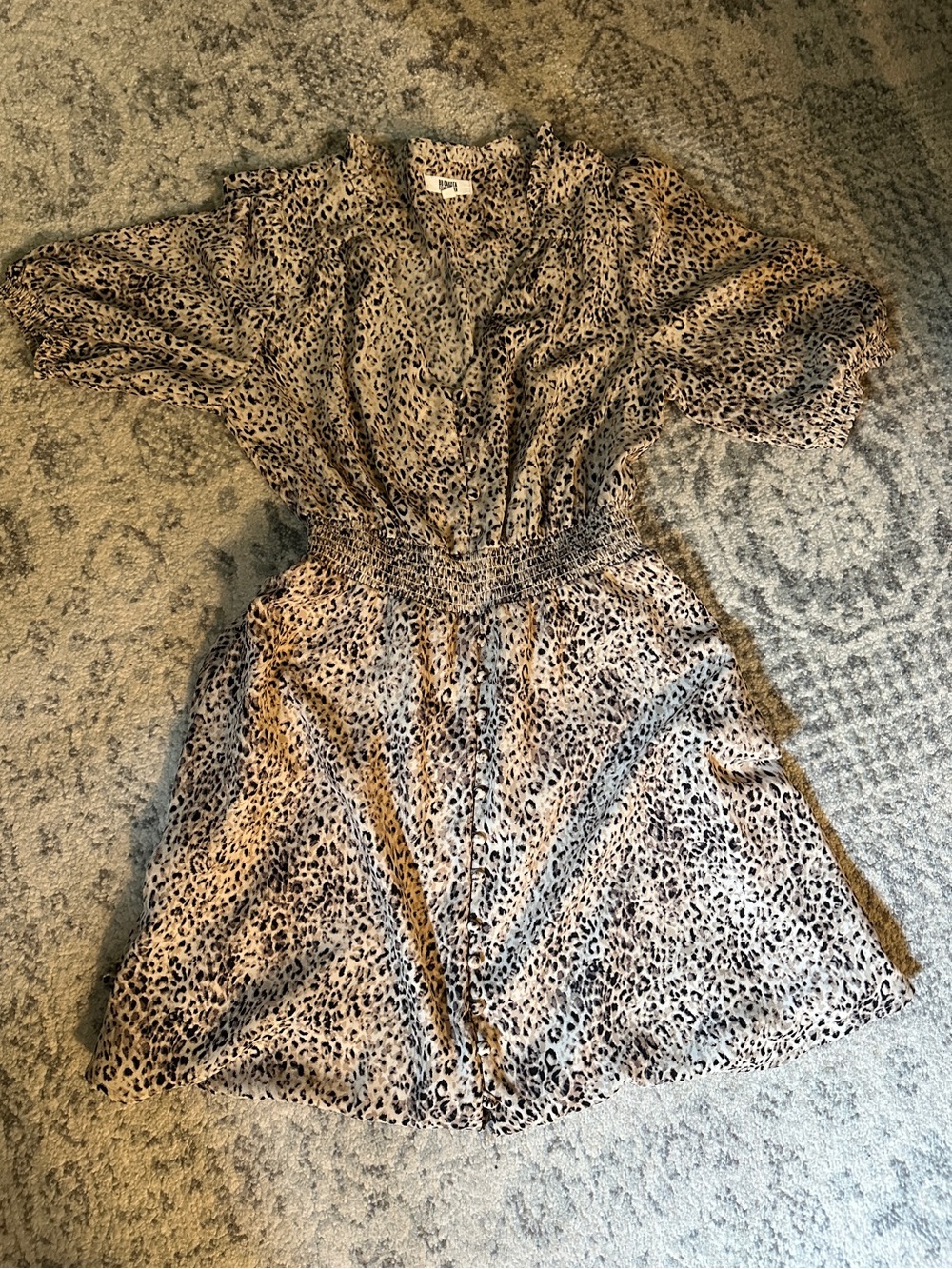 Leopard Print Smocked Waist Leopard Dress